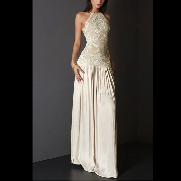 Innovare Denim Dresses & Skirts - Innovare Denim - Cadwalader Lace Floral Ruch Maxi Dress - Size S